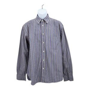 Brioni for Neiman Marcus Button Down Shirt Long Sleeve XL Blue Striped Cotton